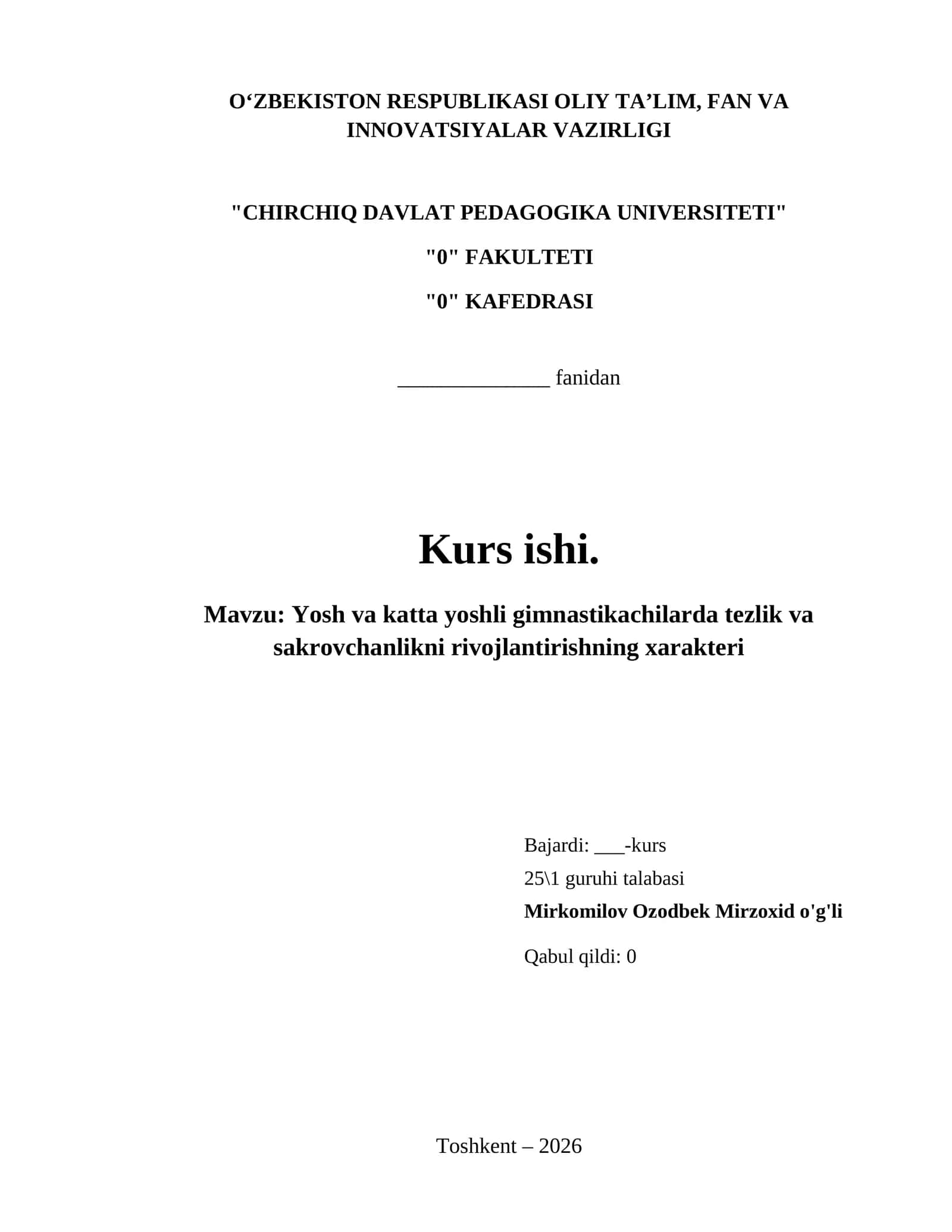 Yosh va katta yoshli gimnastikachilarda tezlik va sakrovchanlikni rivojlantirishning xarakteri