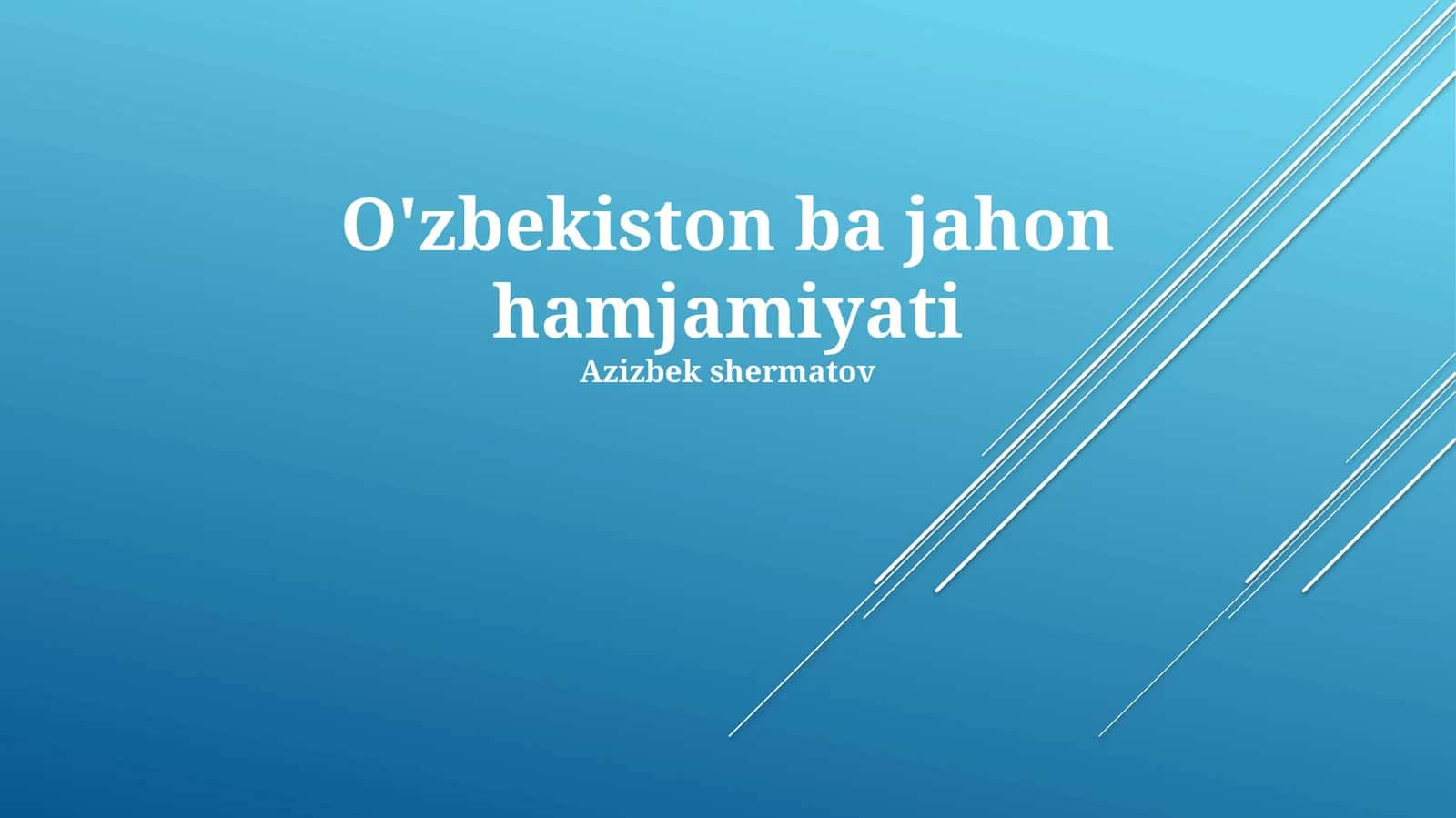 O'zbekiston ba jahon hamjamiyati