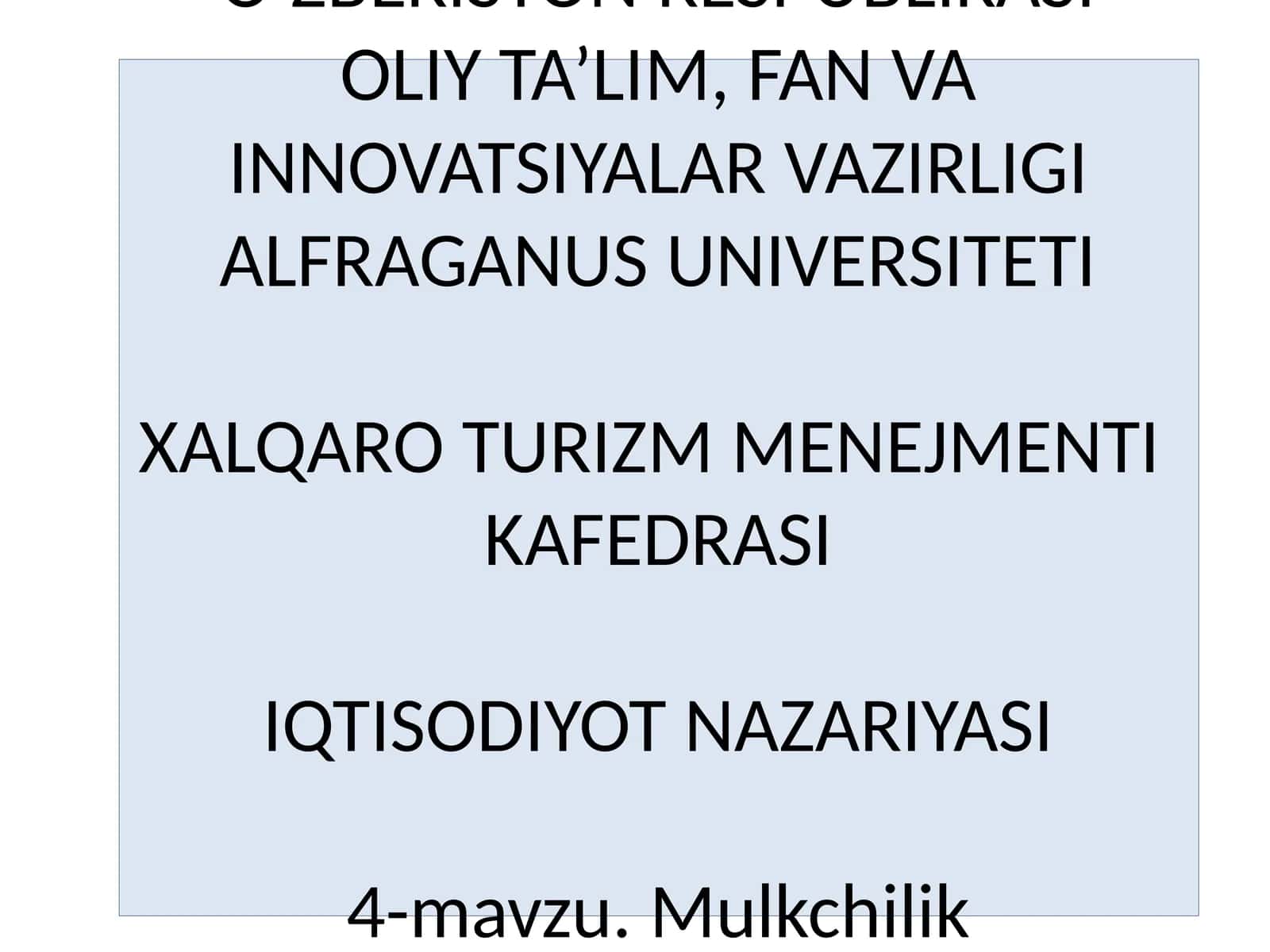 Iqtisodiyot Nazariyasi
