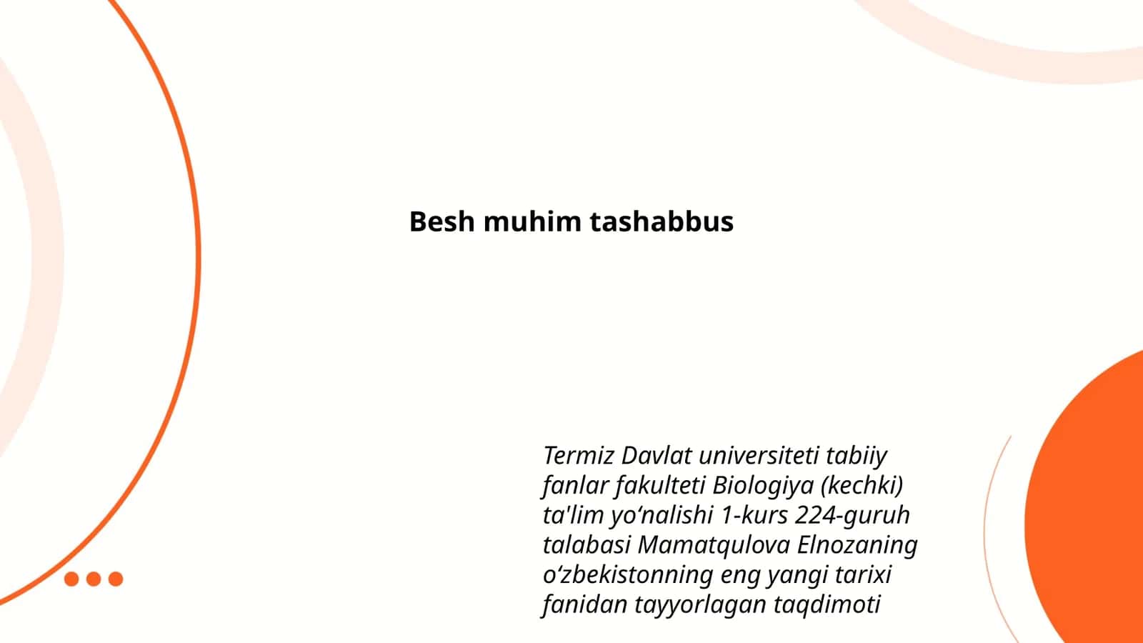 O'zbekistonning eng yangi tarixi fanidan tayyorlagan taqdimoti