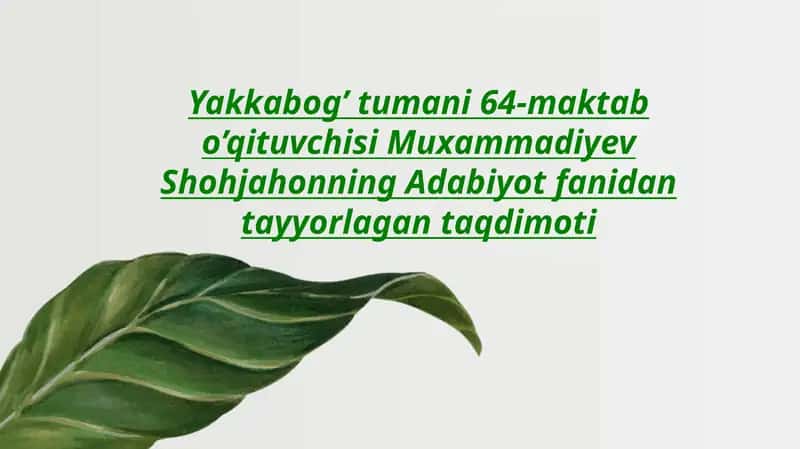 "YAXSHILIK" HIKOYASI
