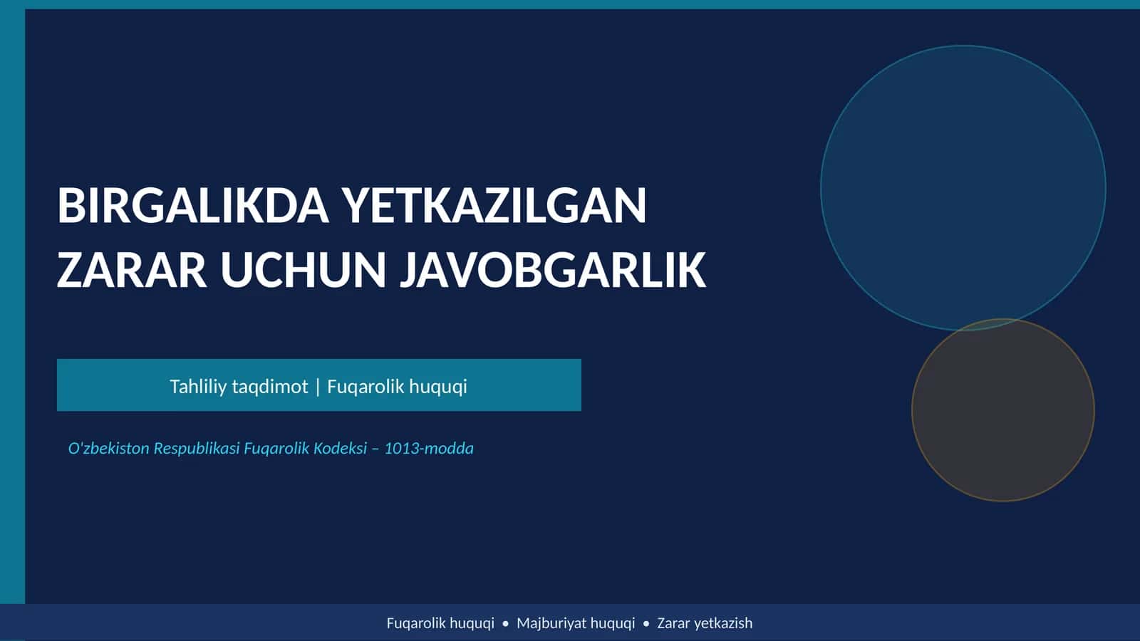 BIRGALIKDA YETKAZILGAN ZARAR UCHUN JAVOBGARLIK