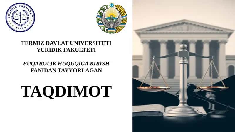 Фуқаролик ҳуқуқининг субекти сифатида юридик шахслар