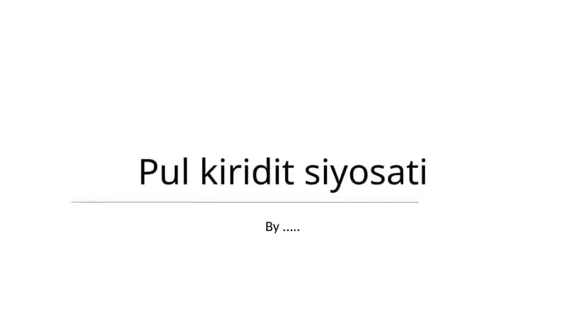 Pul kiridit siyosati