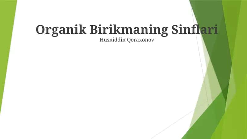 Organik Birikmaning Sinflari