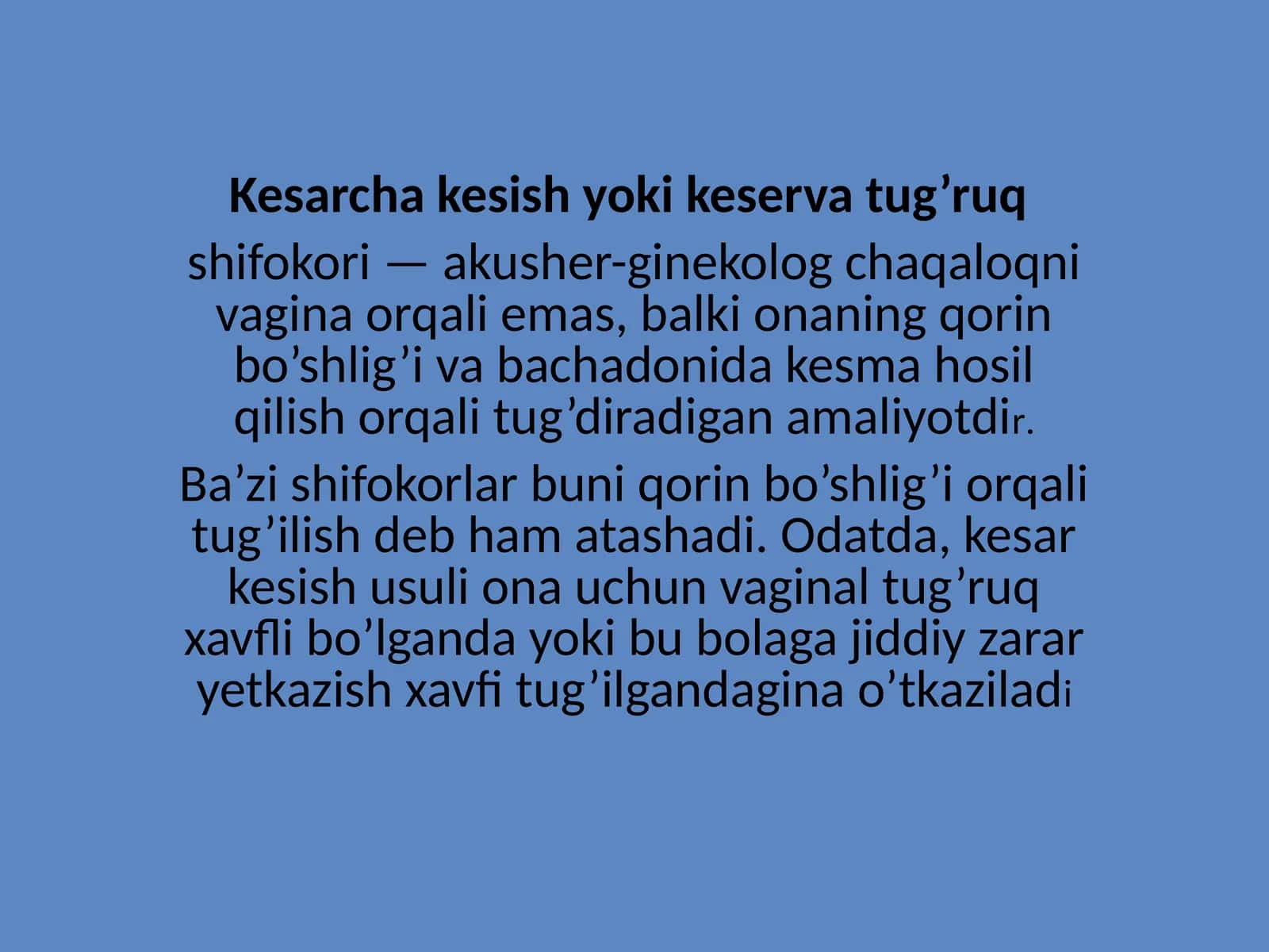 Kesarcha kesish yoki keserva tug’ruq