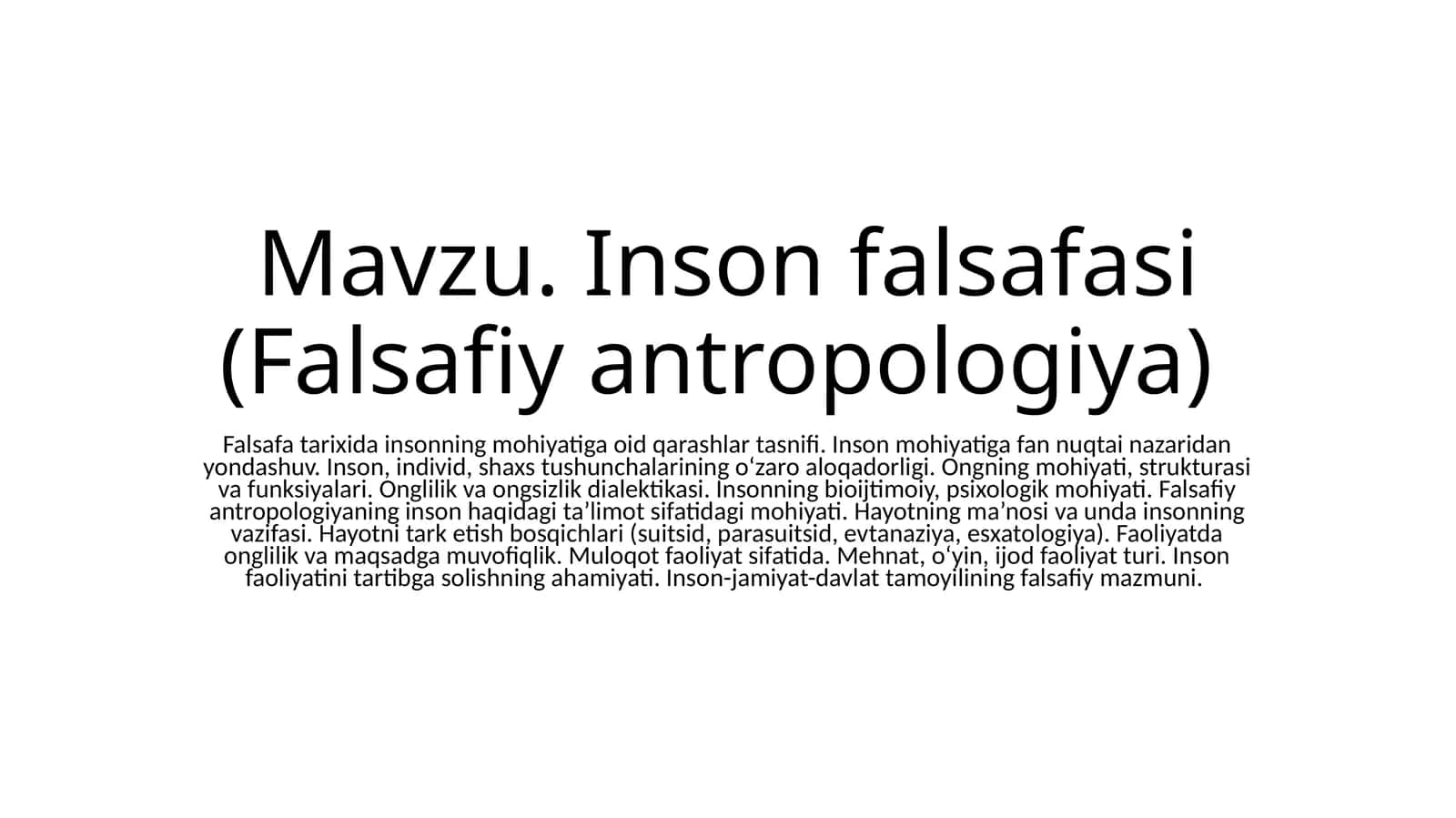 Inson falsafasi(Falsafiyantropologiya)