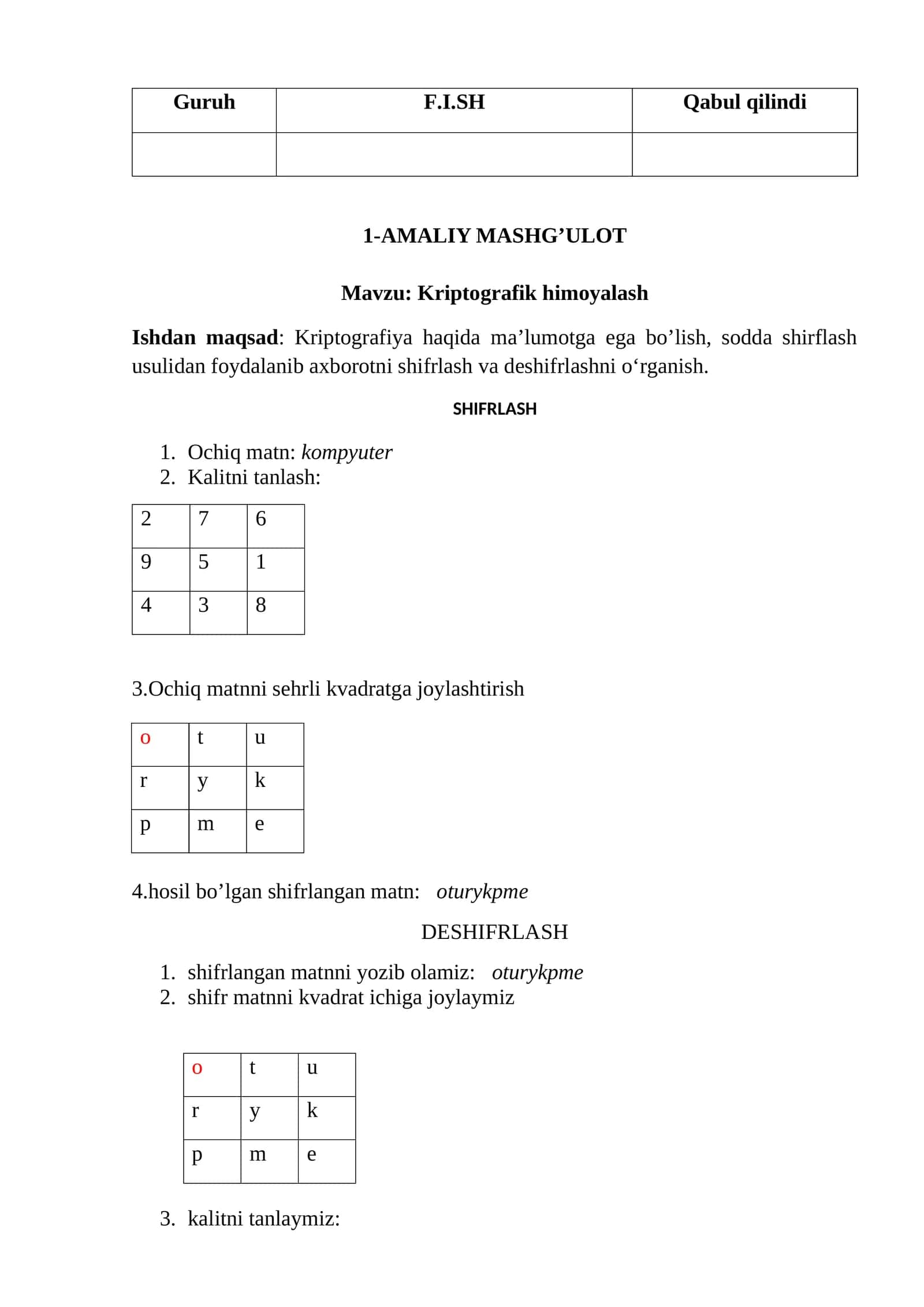Kriptografik himoyalash