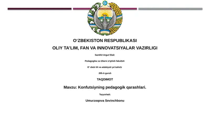 Konfutsiyning pedagogik qarashlari
