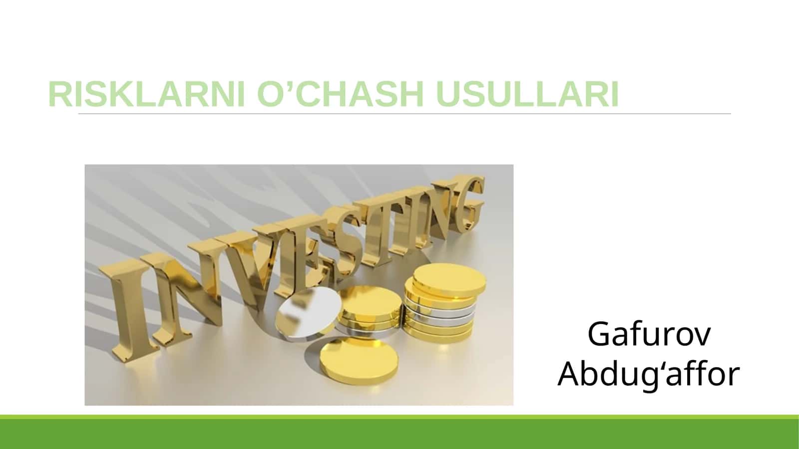 RISKLARNI O’CHASH USULLARI