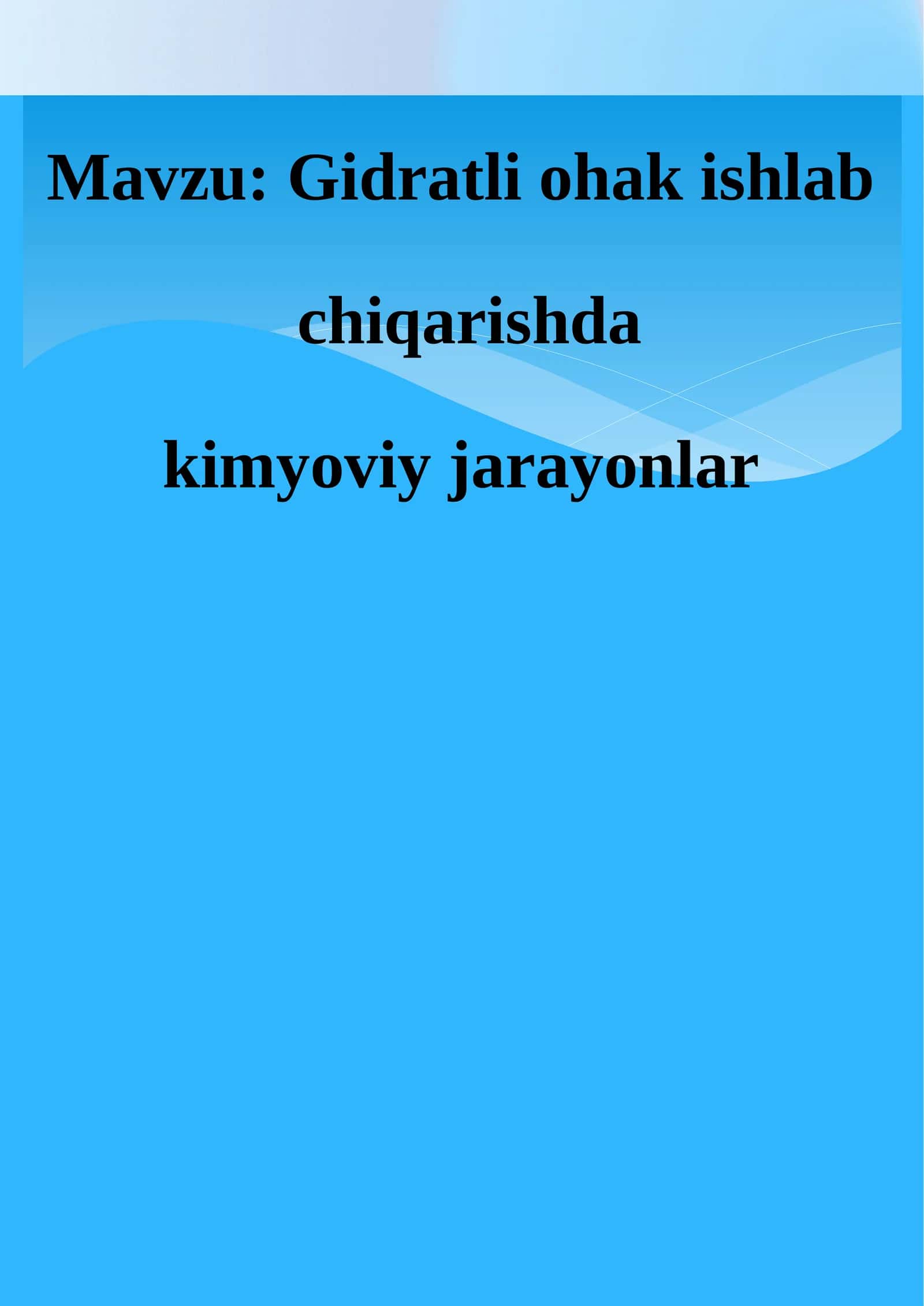 Gidratli ohak ishlab chiqarish