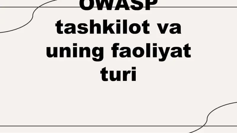 OWASP tashkilot va uning faoliyat turi