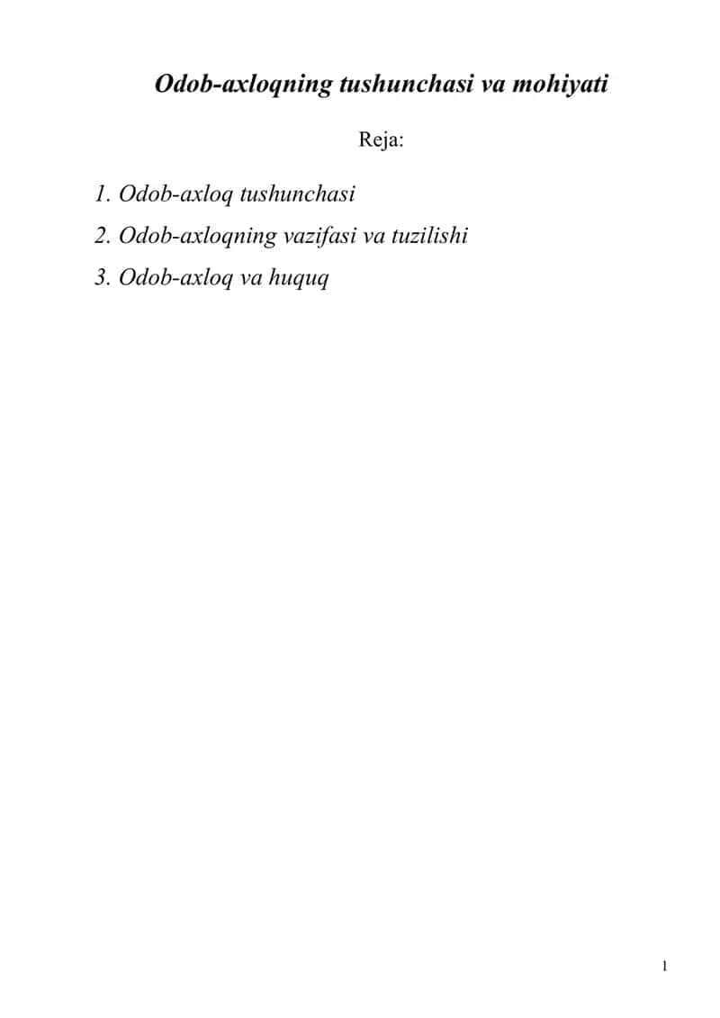 Odob-axloqning tushunchasi va mohiyati