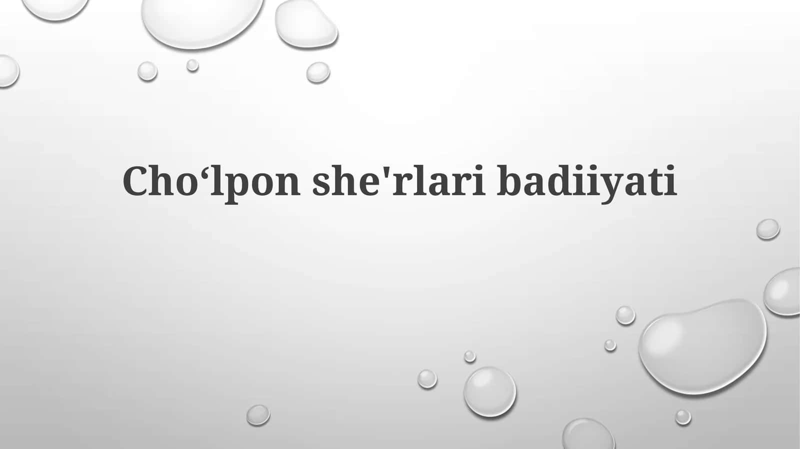 Choʻlponshe'rlaribadiiyati