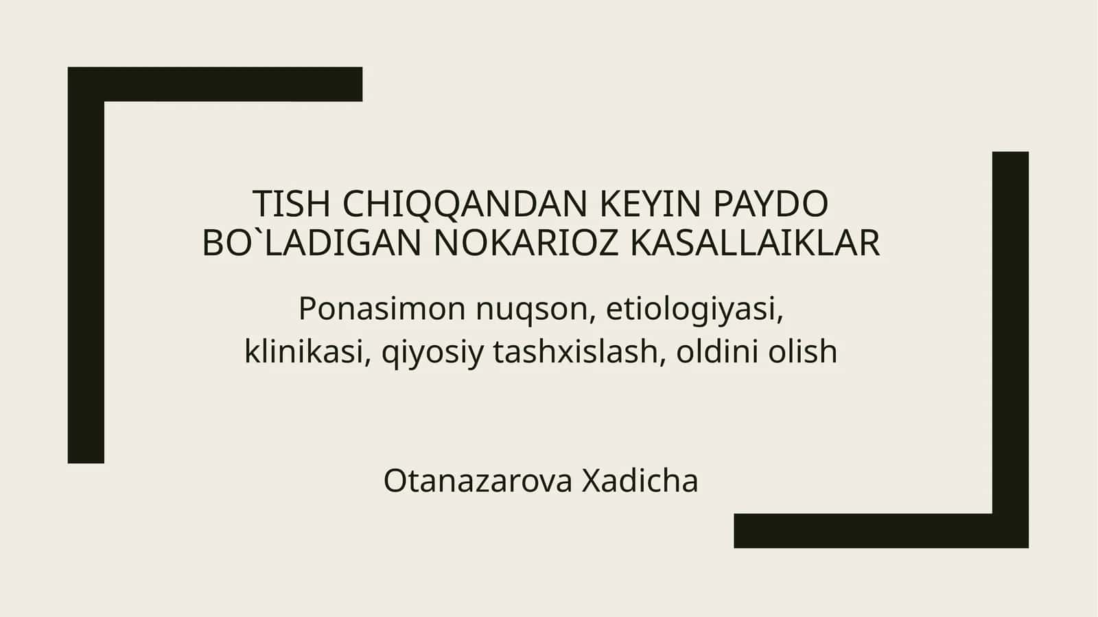 Tishchiqqandankeyin paydo bo`ladigan nokarioz kasallaiklar
