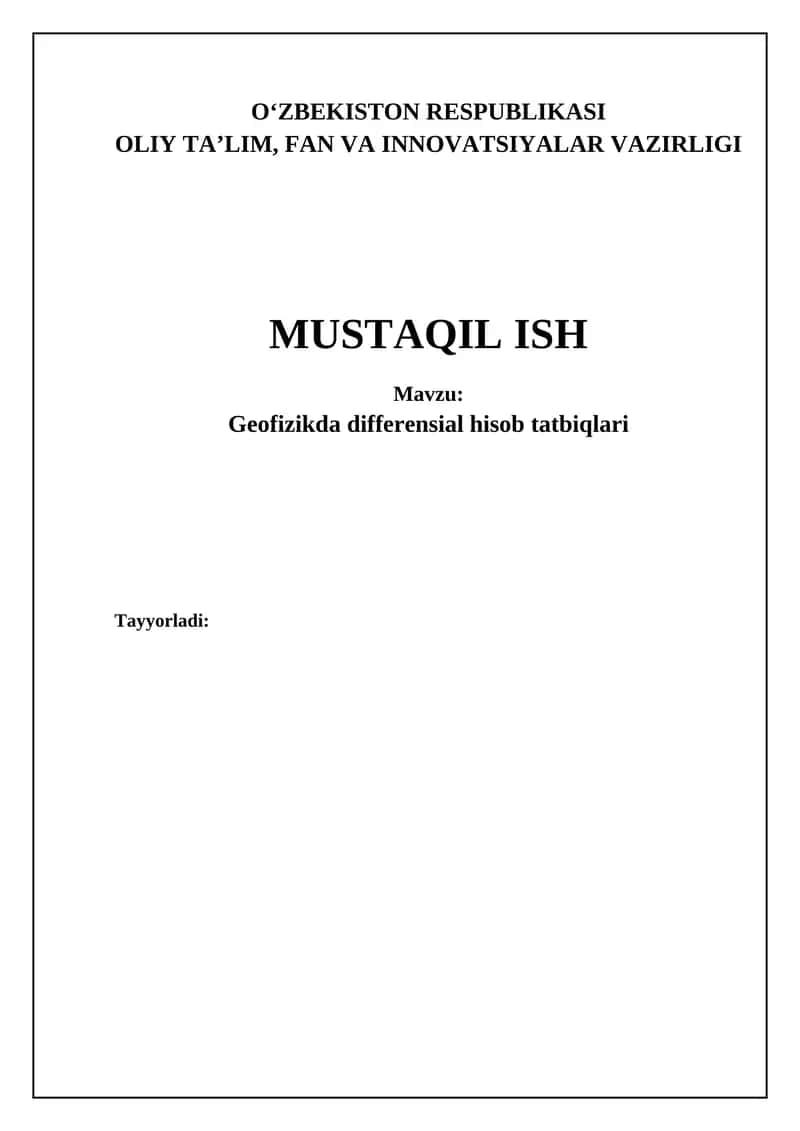 Geofizikda differensial hisob tatbiqlari