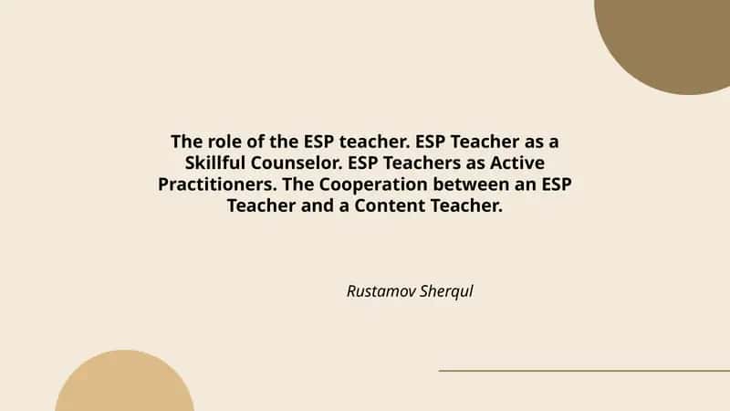 The role of the ESP teacher