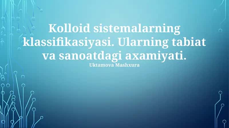 Kolloid sistemalar