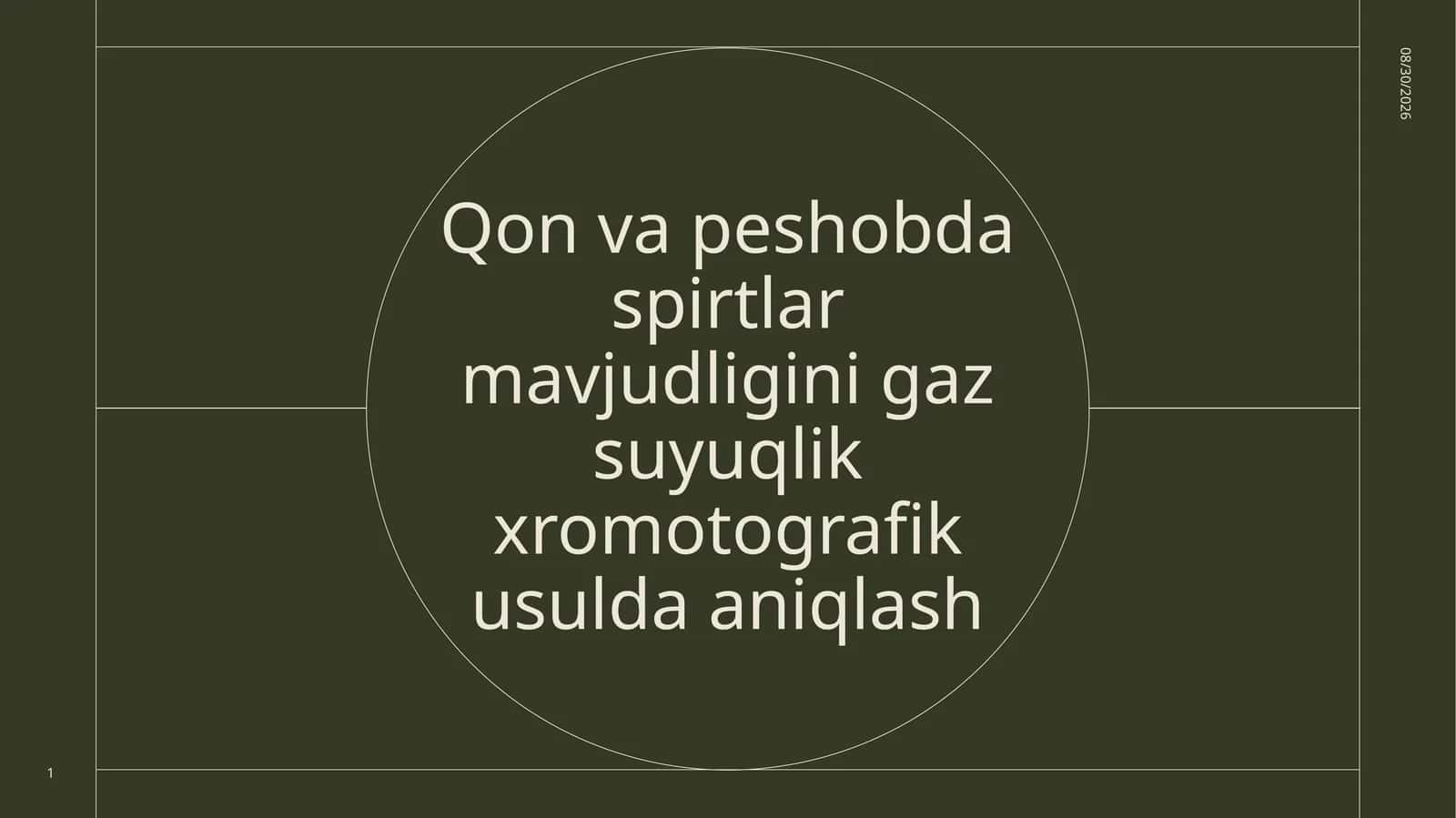 Qon va peshobdagi spirtlar mavjudligini gaz-suyuqlik xromatografik usulda aniqlash