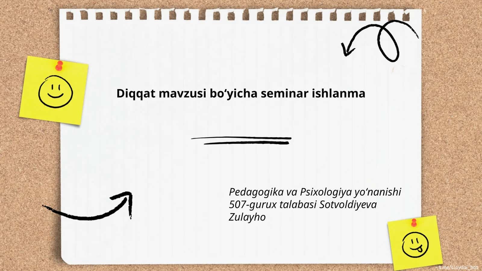 Diqqat mavzusi boʻyicha seminar ishlanma