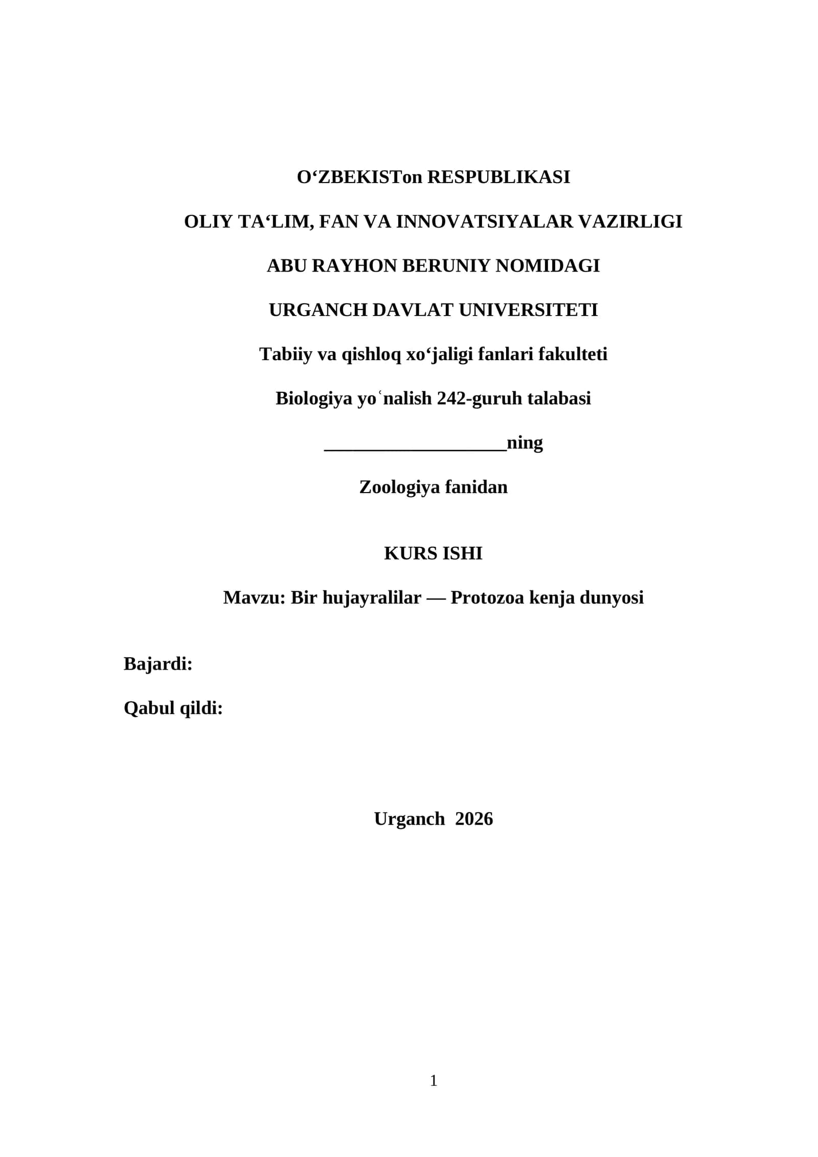 Bir hujayralilar — Protozoa kenja dunyosi