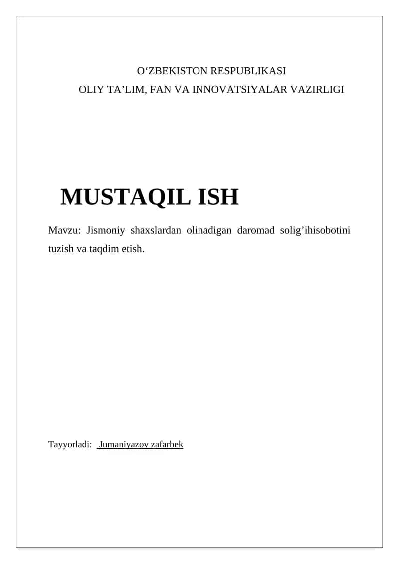 Daromad solig'i hisobotlari