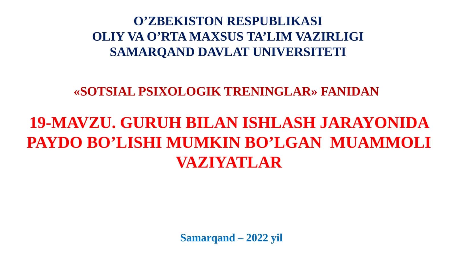 SOTSIAL PSIXOLOGIK TRENINGLAR