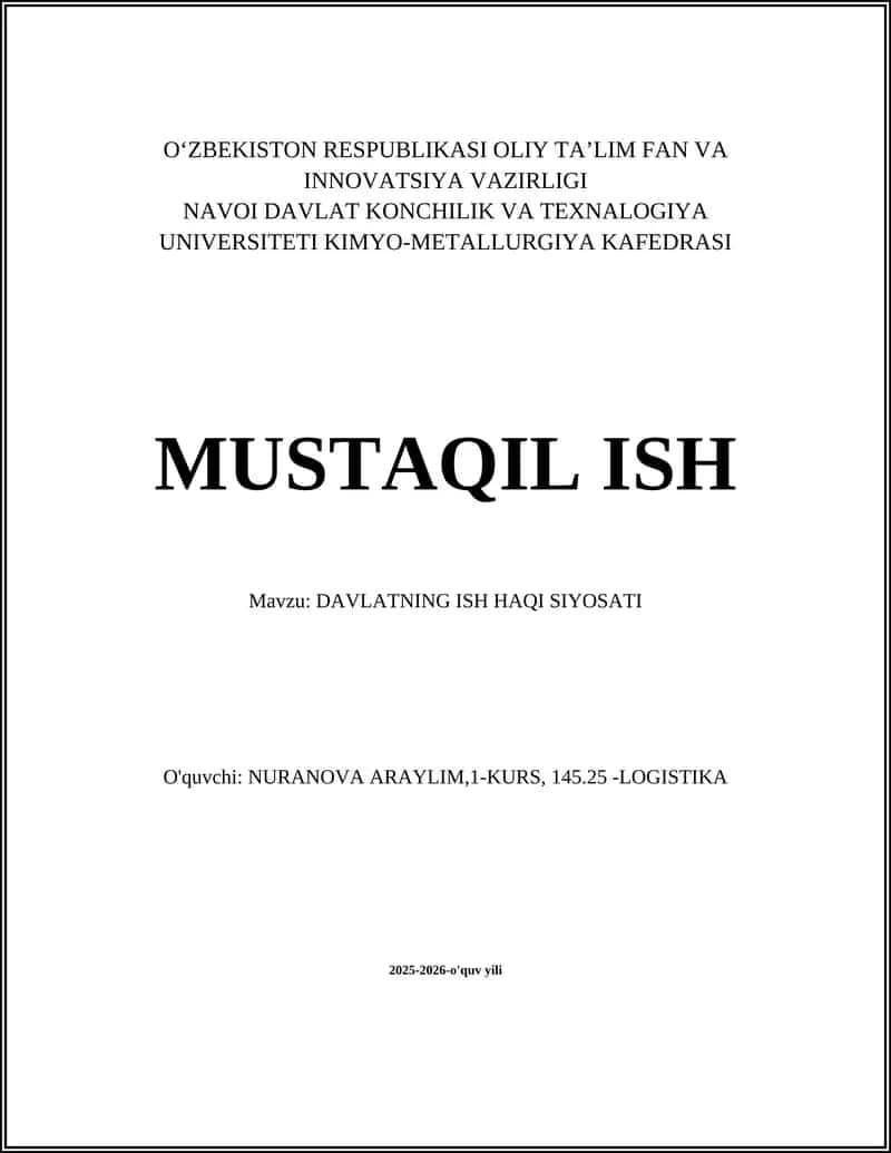 DAVLATNING ISH HAQI SIYOSATI