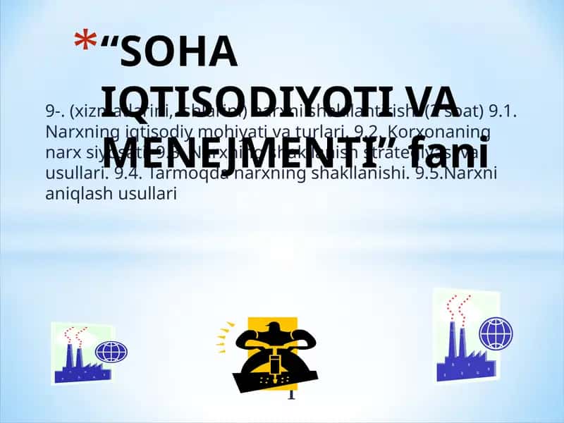 SOHA IQTISODIYOTI VA MENEJMENTI