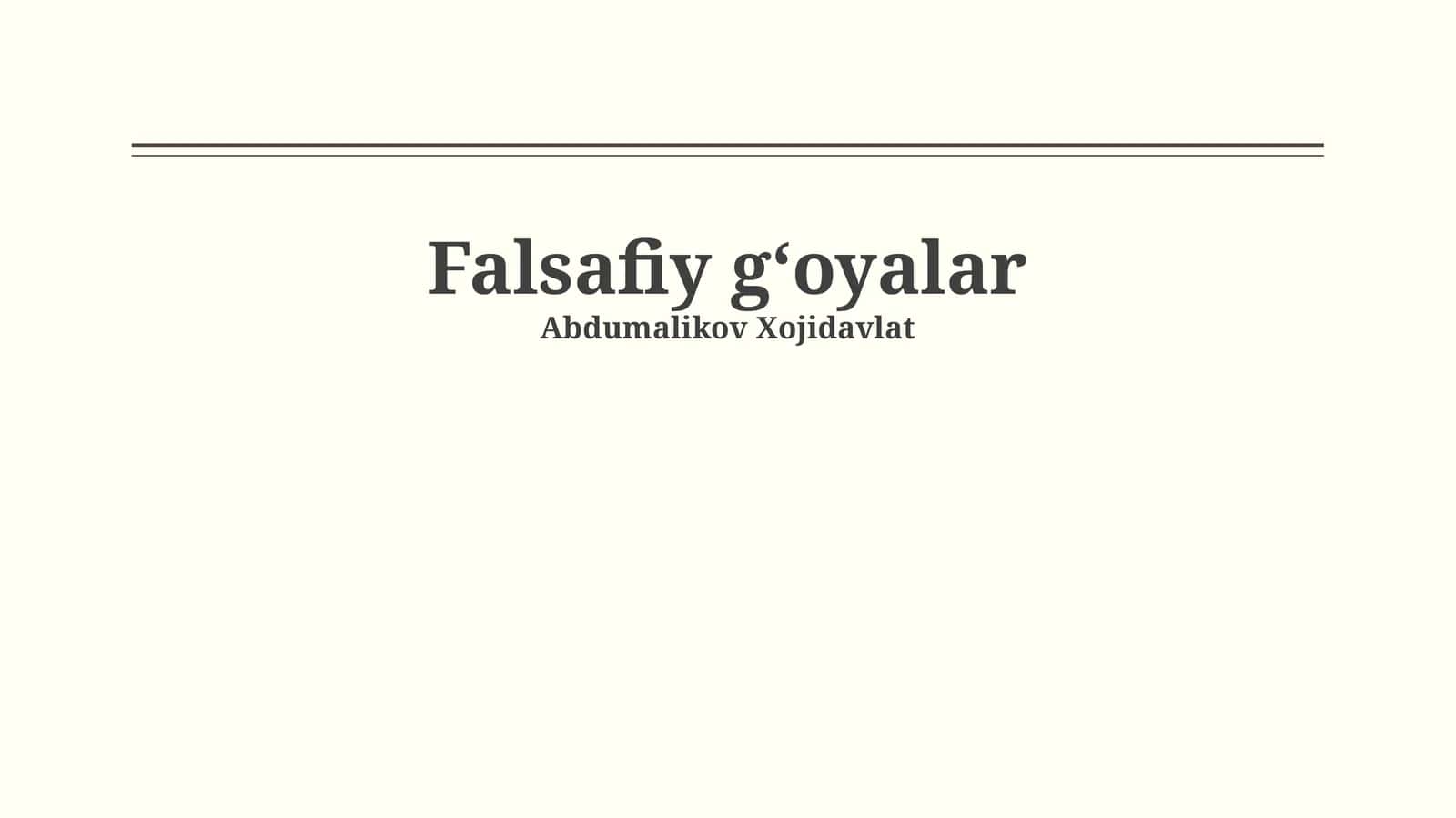 Falsafiy g‘oyalar