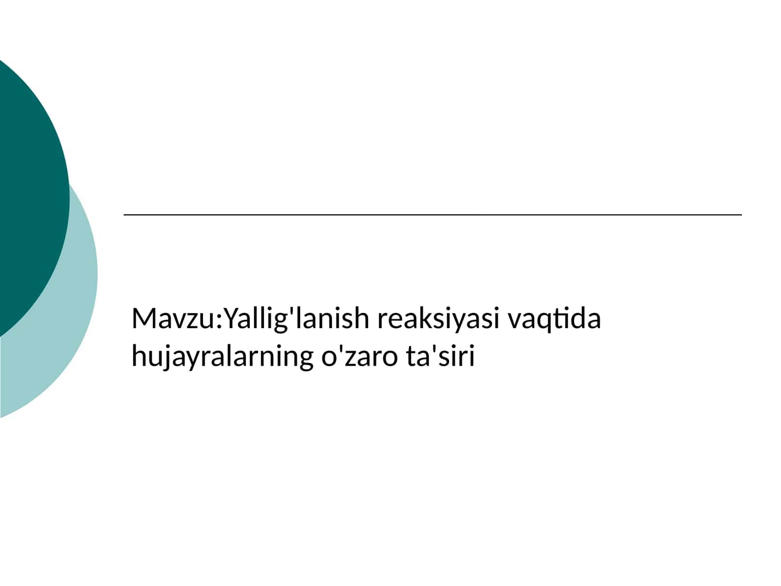 Yallig’lanish reaksiyasi vaqtida hujayralarning o'zaro ta'siri