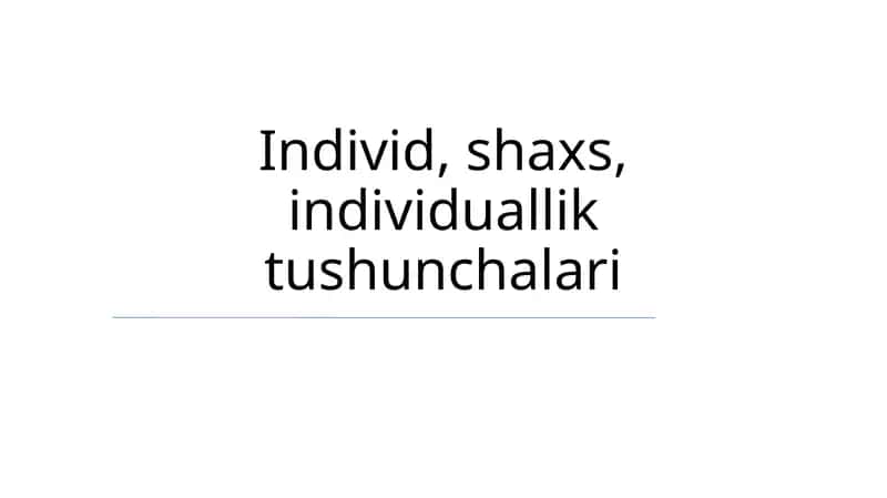Shaxsiyat va shaxsning tuzilmalari
