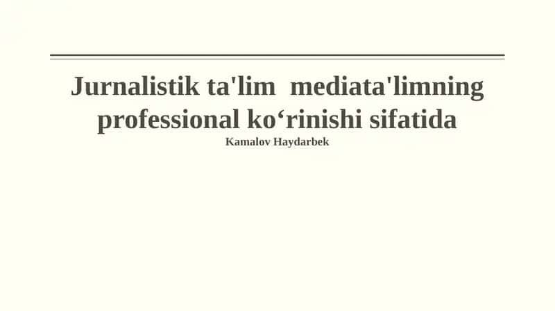 Jurnalistika ta'limi