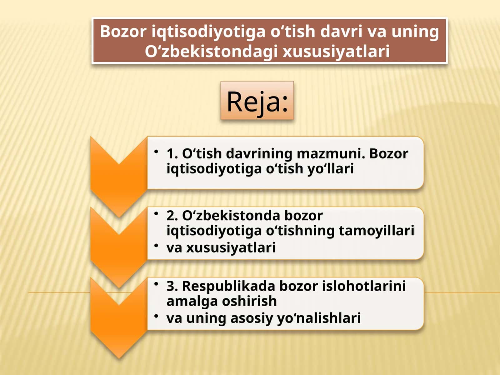 Bozor iqtisodiyotiga o‘tish davri va uning O‘zbekistondagi xususiyatlari