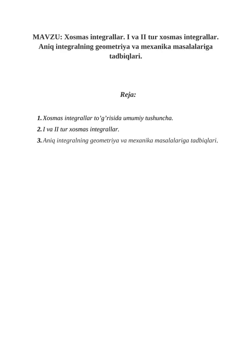 Xosmas integrallar