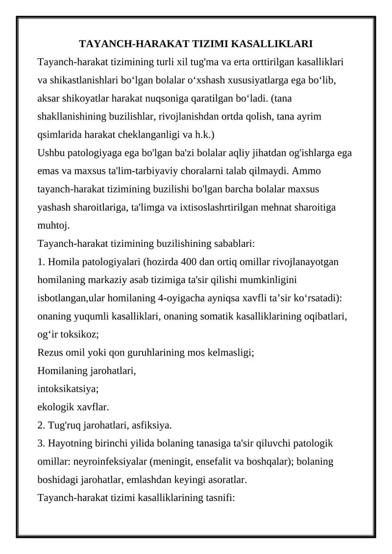 Tayanch-harakat tizimi kasalliklari