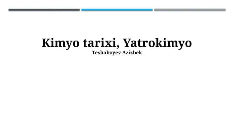 Kimyo tarixi, Yatrokimyo