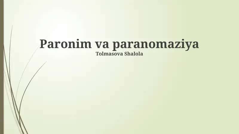Paronim va paranomaziya