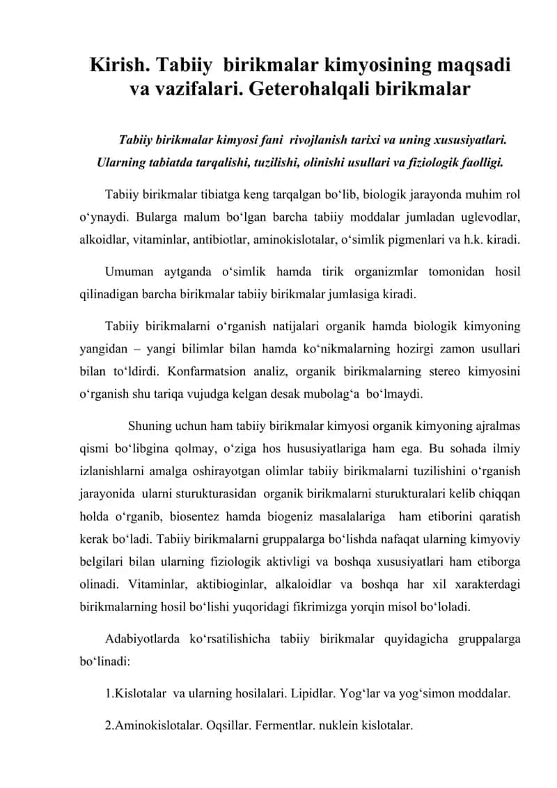Tabiiy birikmalar kimyosi