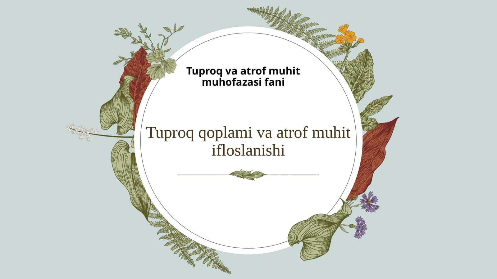 Tuproqqoplamivaatrofmuhitifloslanishi