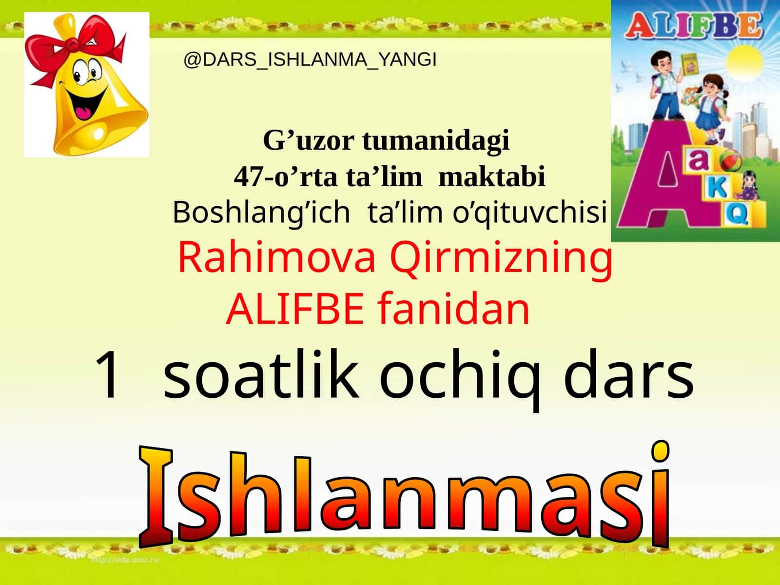 1 soatlik ochiq dars Vv