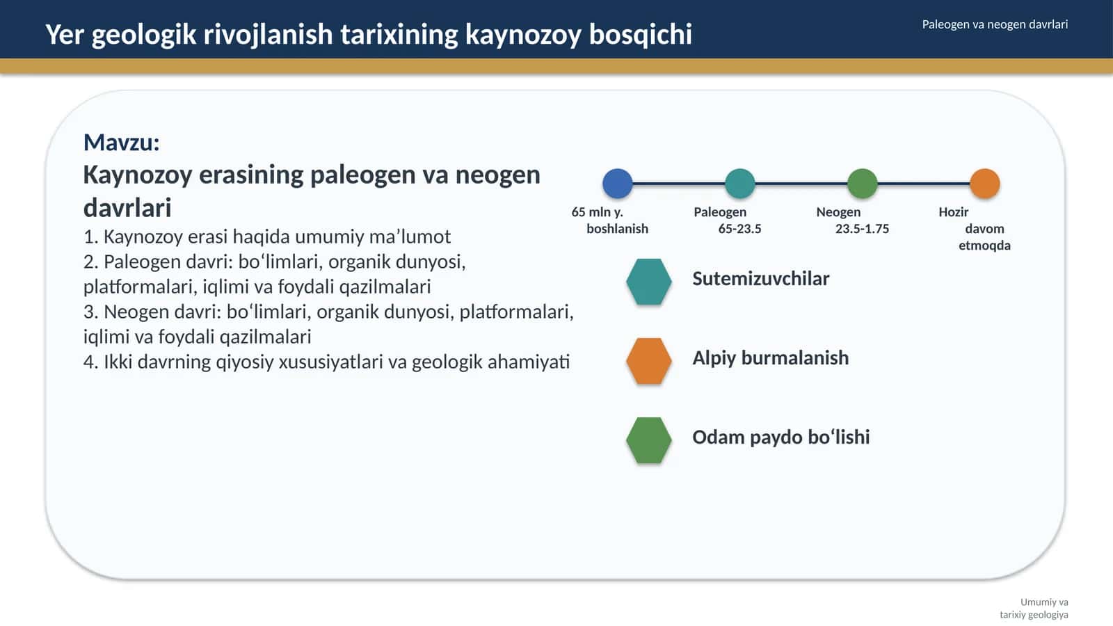 Yer geologik rivojlanish tarixining kaynozoy bosqichi