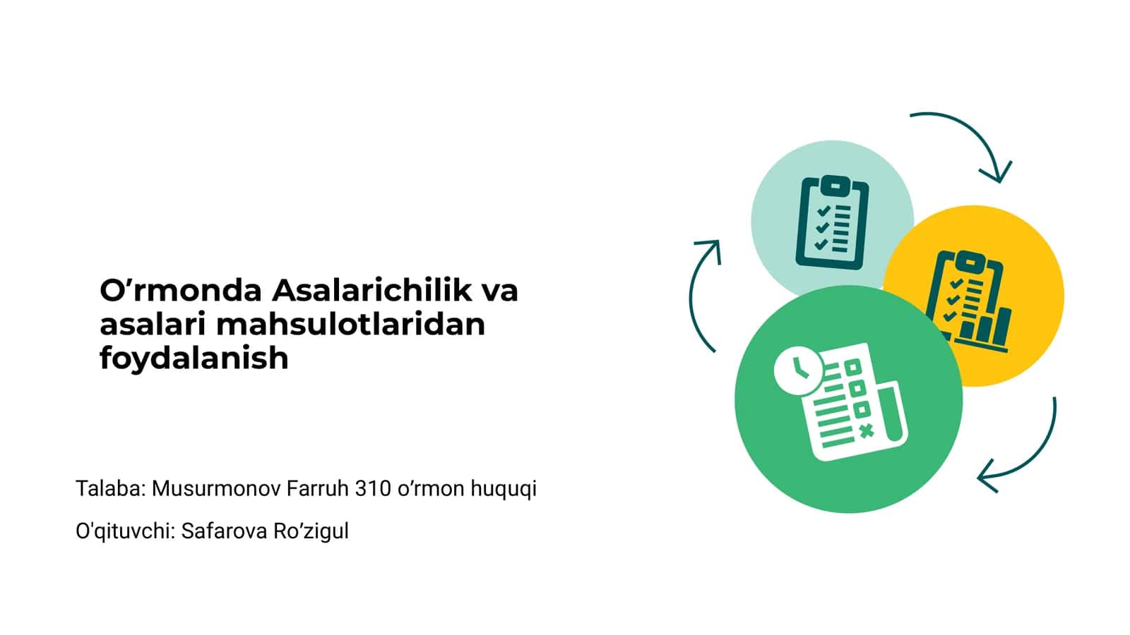 O`rmonlarda Asalarichilik va asalari mahsulotlaridan foydalanish