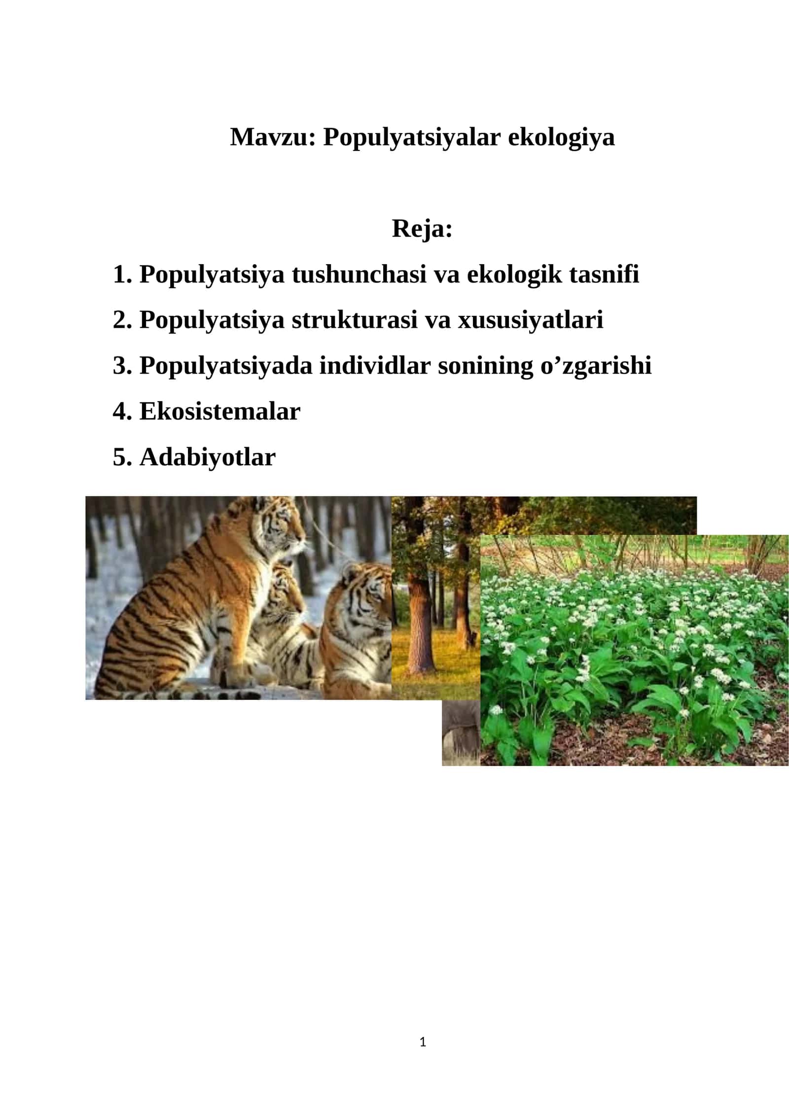 Populyatsiyalar ekologiya