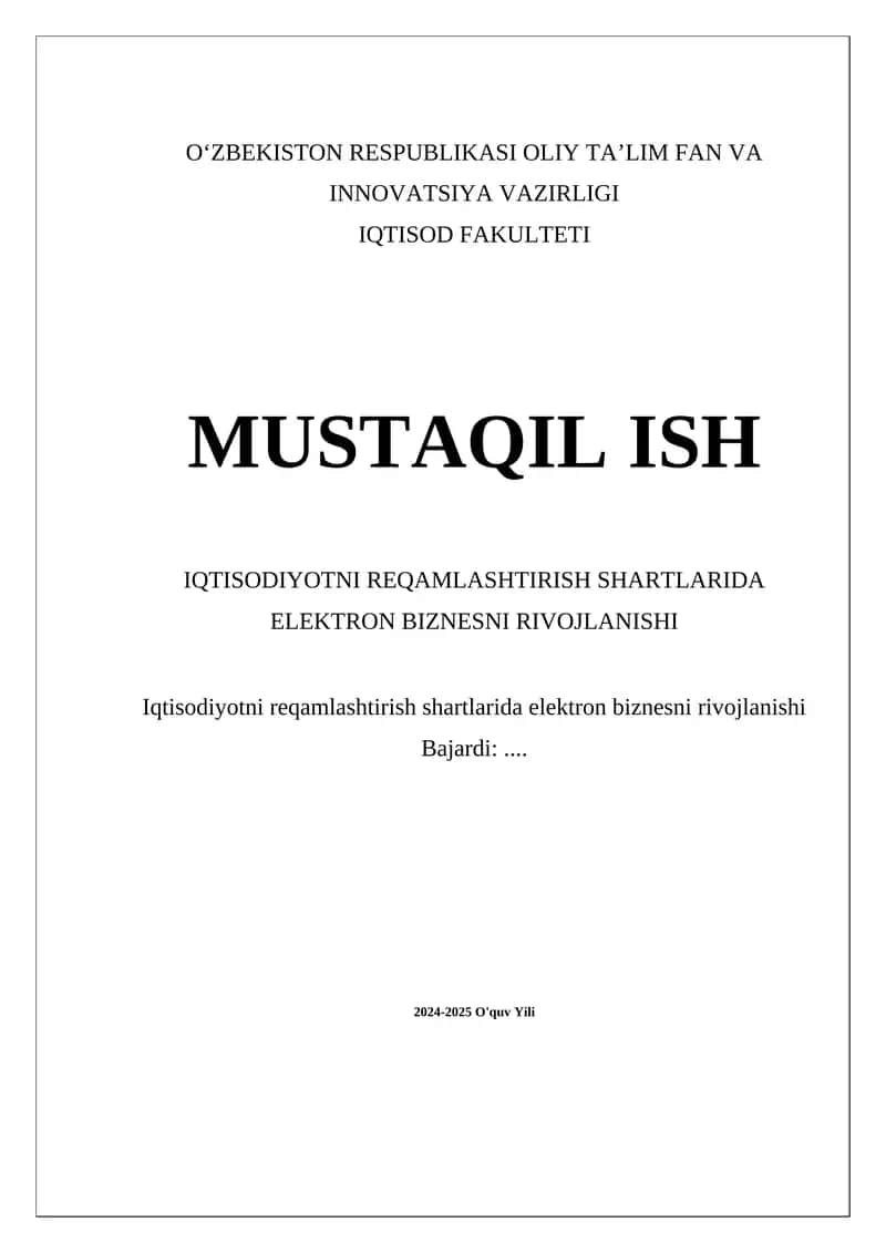 Elektron Biznes Rivojlanishi