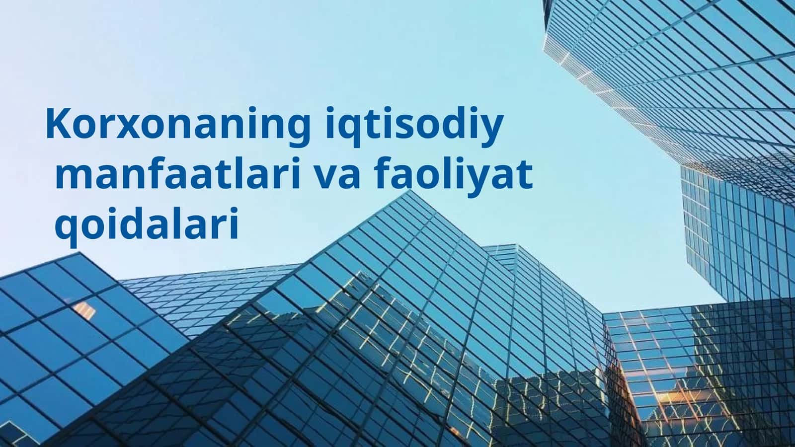 Korxonaning iqtisodiy manfaatlari va faoliyat qoidalari