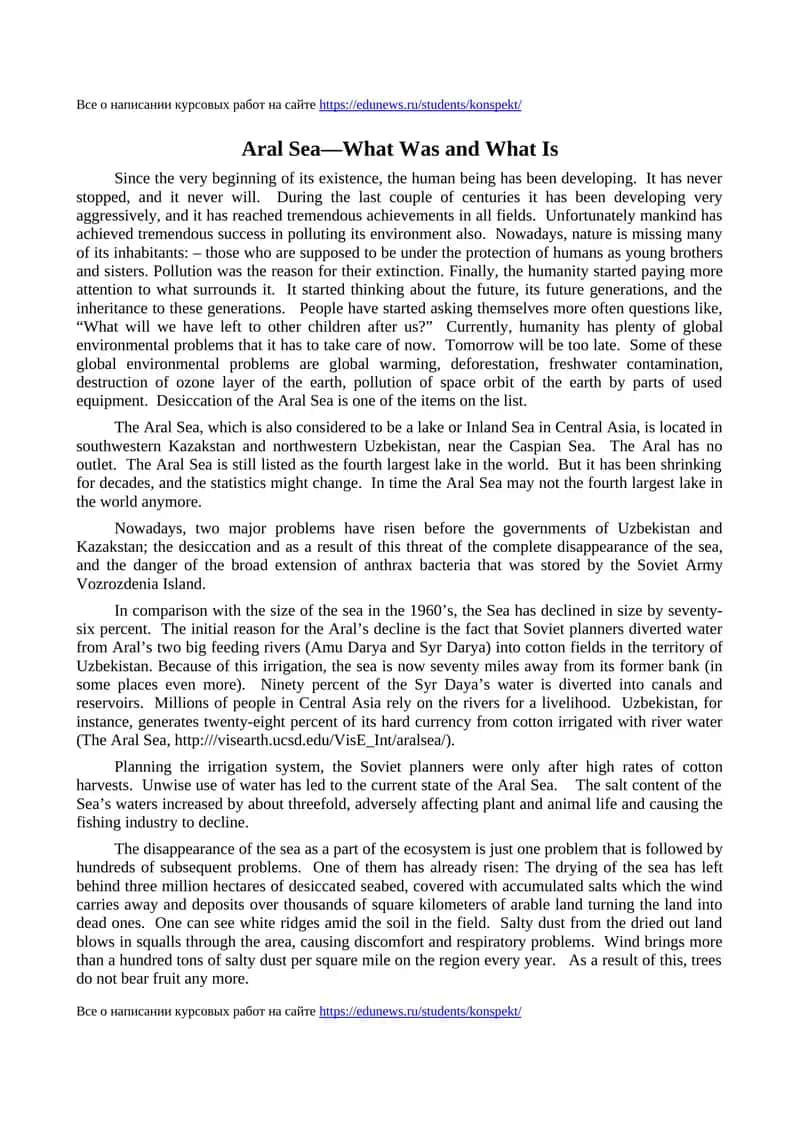 Aral Sea-What Was and What Is
