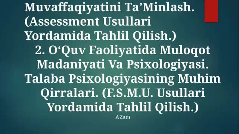Ta’Lim Jarayonini Psixodiagnostika Qilish Usullari