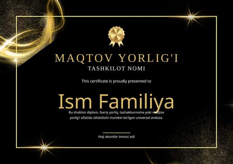 MAQTOV YORLIG'I shablon tayyor andoza