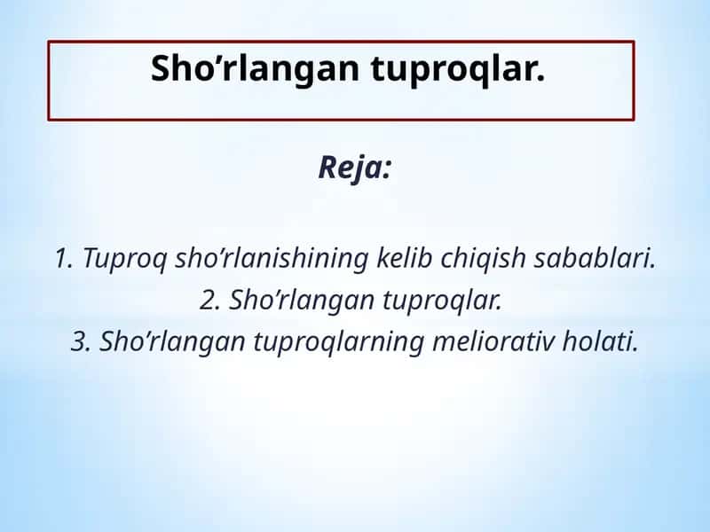 Sho’rlangan tuproqlar